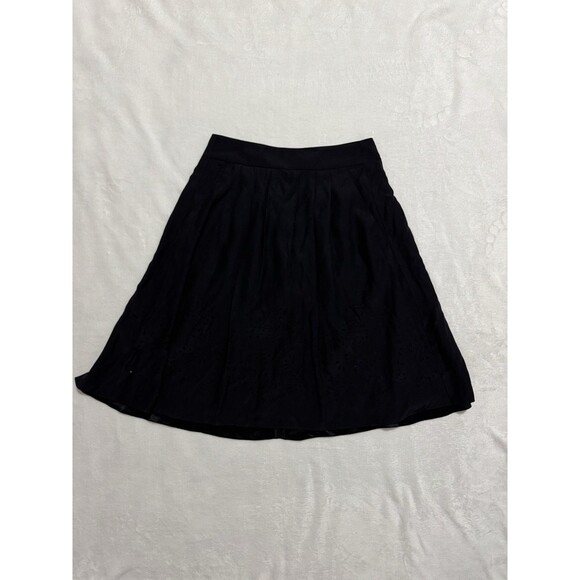 Elie Tahari 100% Silk Skirt Size 8 Black Cutout Detail Midi Party Career - Picture 1 of 8